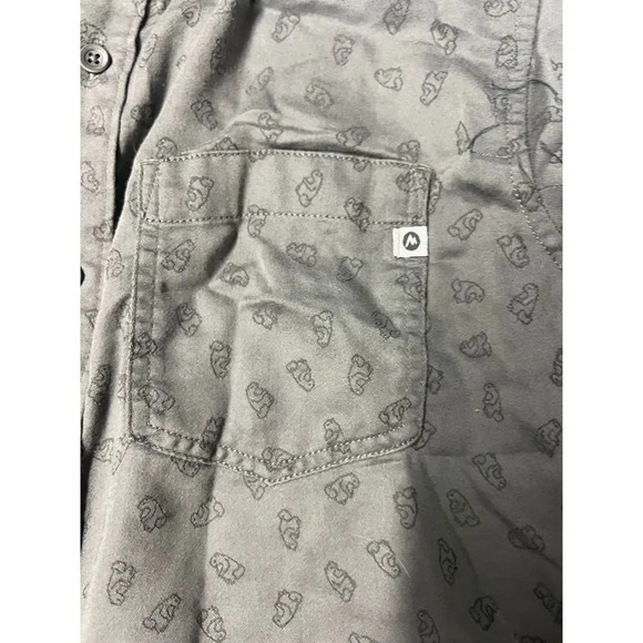 Marmot Men’s casual Gray Button-Down Shirt with Cute Animal Print Long Sleeve - Picture 3 of 5